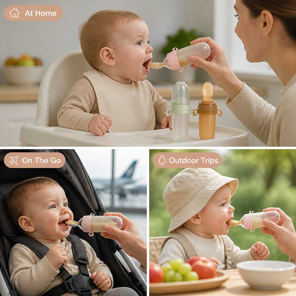 NibbleMate™ Baby Feeding Set — Spoon Feeder & Mesh Feeder Bags