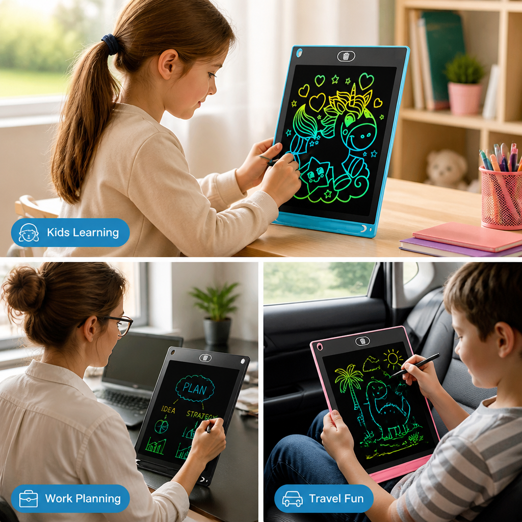 SketchGlow™ 20" Multi-Color LCD Writing Board — Reusable Doodle Pad