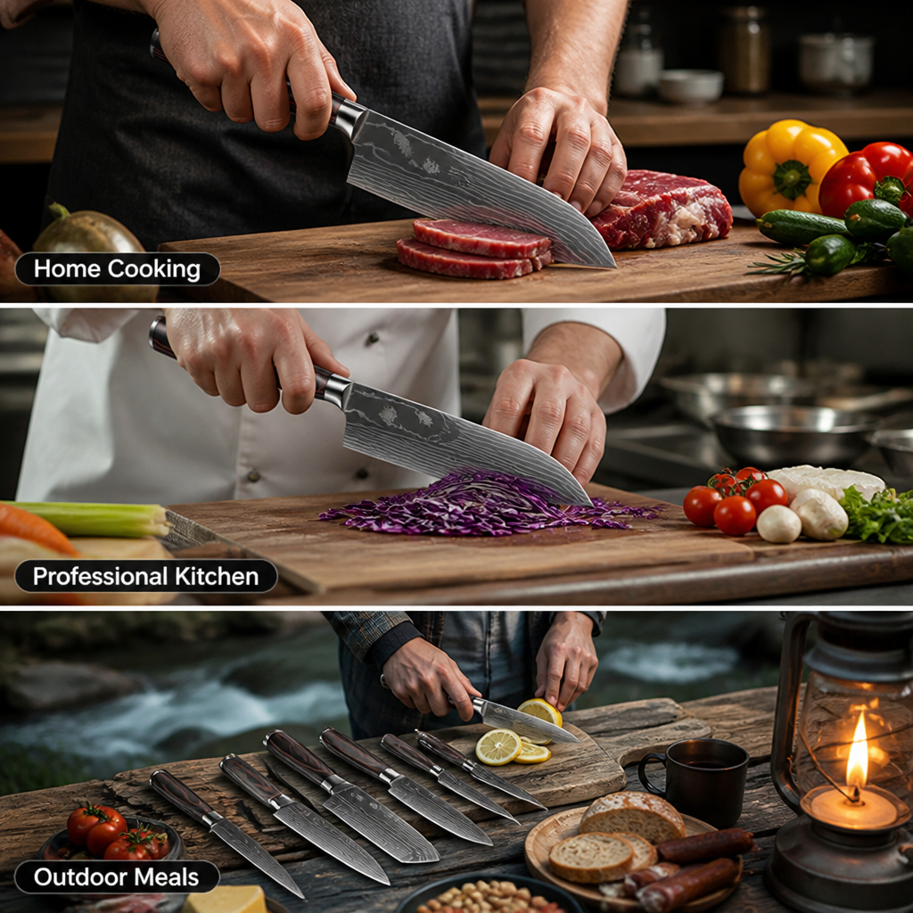 Kaizora™ 9-Piece Damascus-Pattern Knife Set — Sharp, Precise Slicing