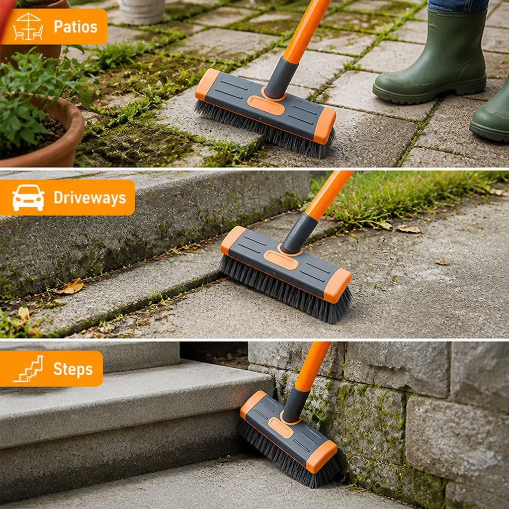 MossMate™ Extendable Patio Scrub Brush — Clear Moss And Weeds