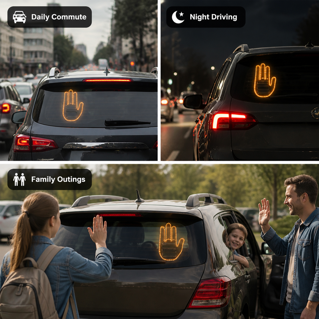 WaveLite™ Car Gesture Light — Remote-Control LED Window Sign