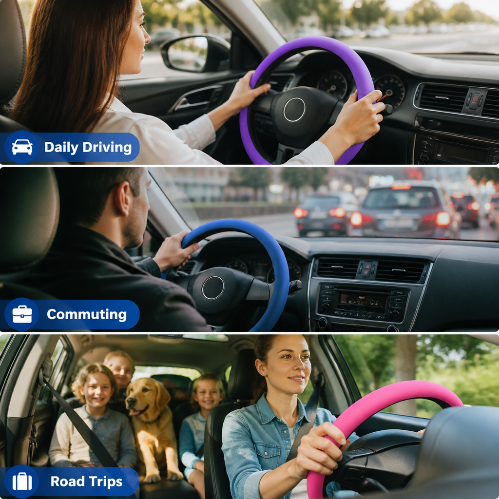 SteerSoft™ Silicone Steering Wheel Cover — Comfortable Grip