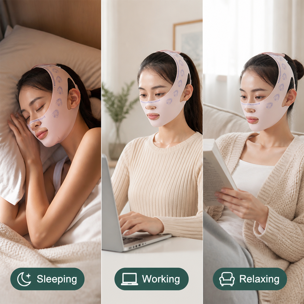 SculptNap™ V-Line Face Wrap — Soft Overnight Contour Strap