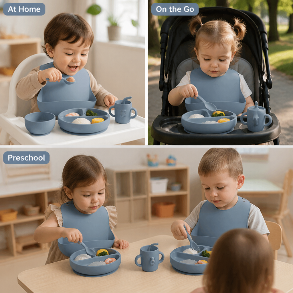 TotTable™ Toddler Silicone Feeding Set — Mess-Free Self-Feeding