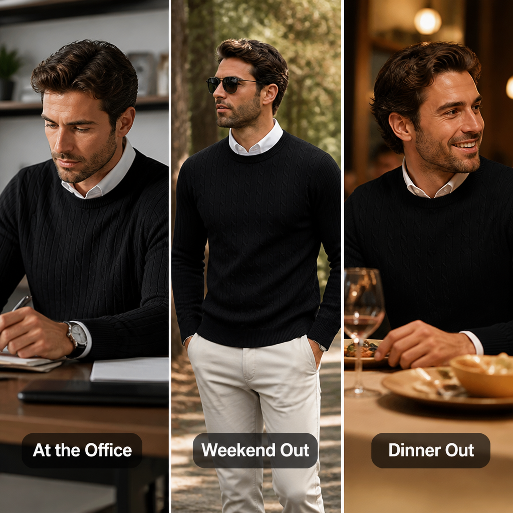 Thornbury™ Men's Cable-Knit Crew Sweater — Warm Everyday Style