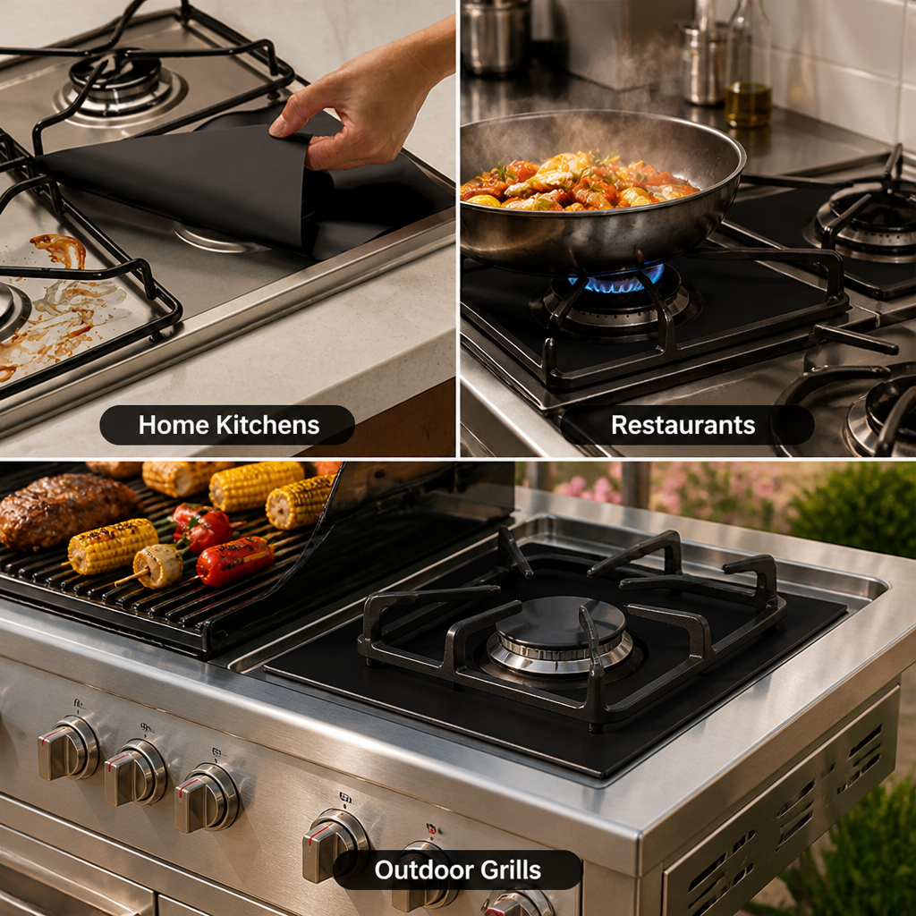 BurnerShield™ Reusable Stove Burner Liners — Easy-Wipe Stovetop