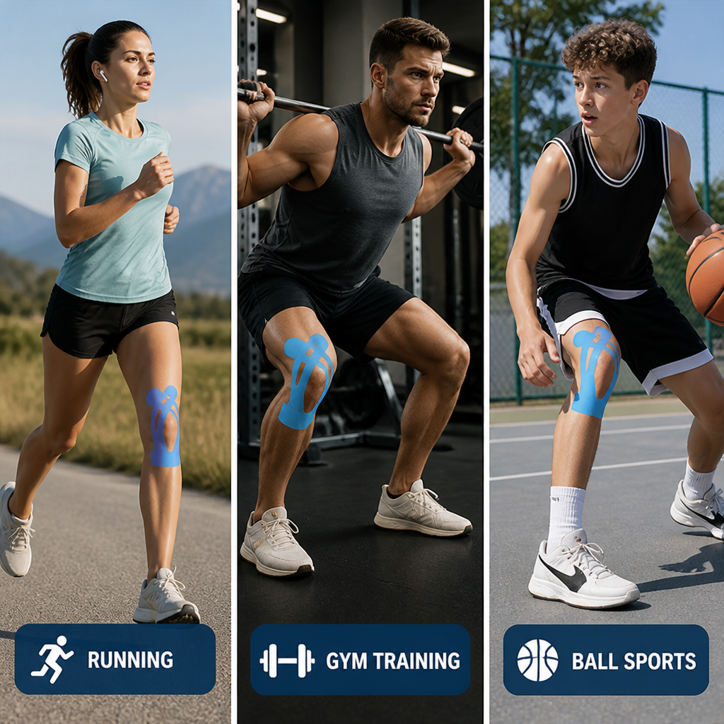 KneeWrap™ Pre-Cut Knee Kinesiology Tape — Stretchy Support Strips