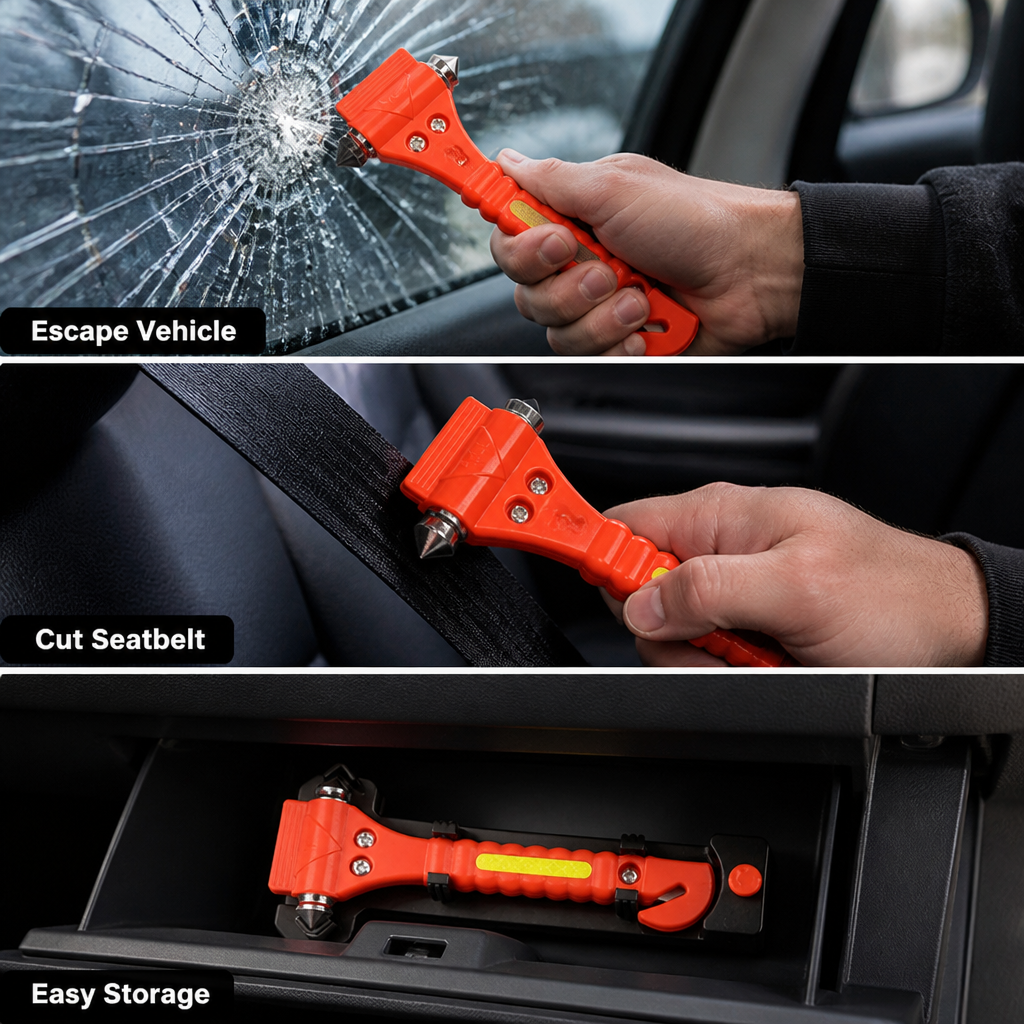 Rescuvo™ Car Emergency Escape Tool — Window Breaker & Belt Cutter