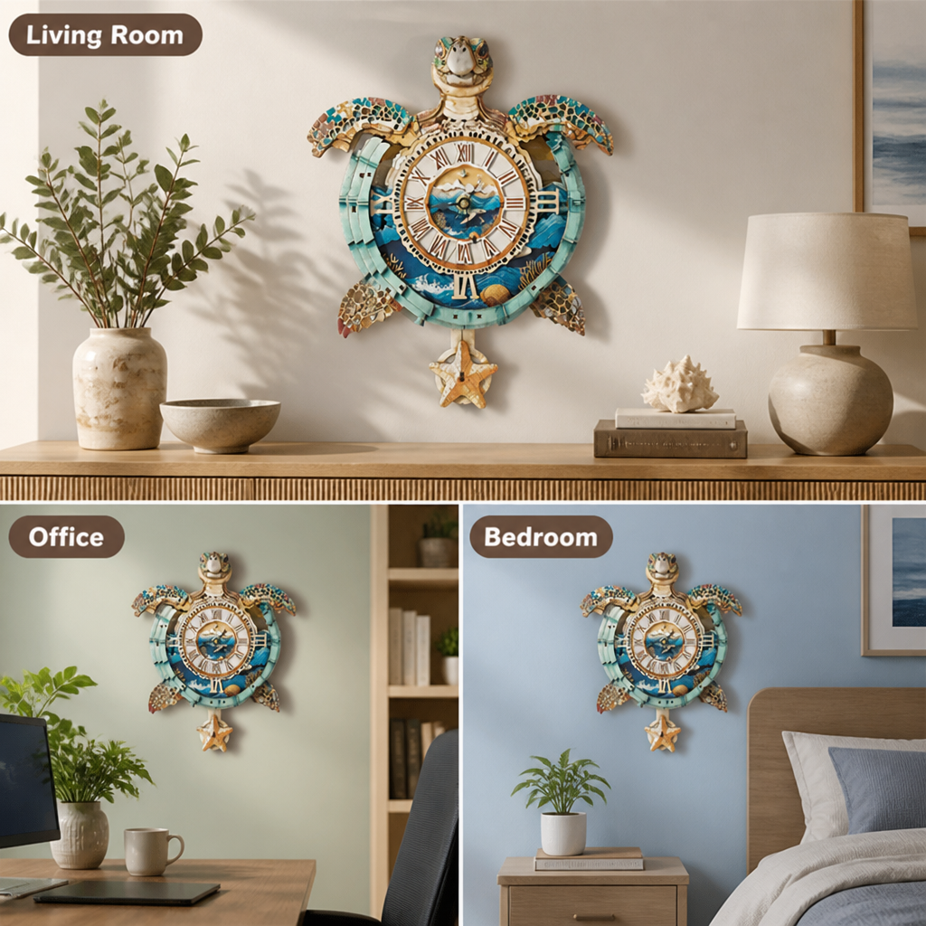 TideCraft™ — Coastal Turtle Wall Clock