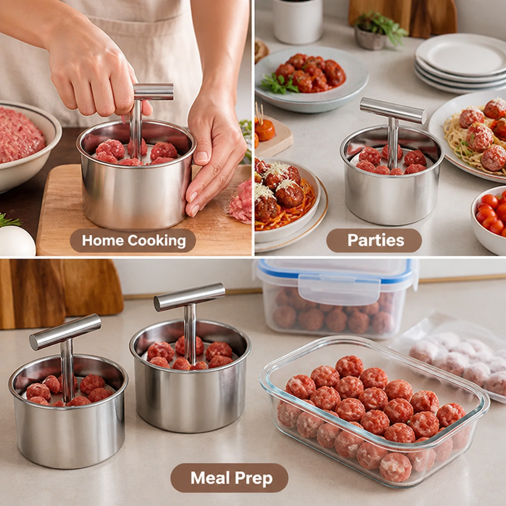 RoundRight™ Stainless Steel Meatball Maker — Perfect Uniform Meatballs