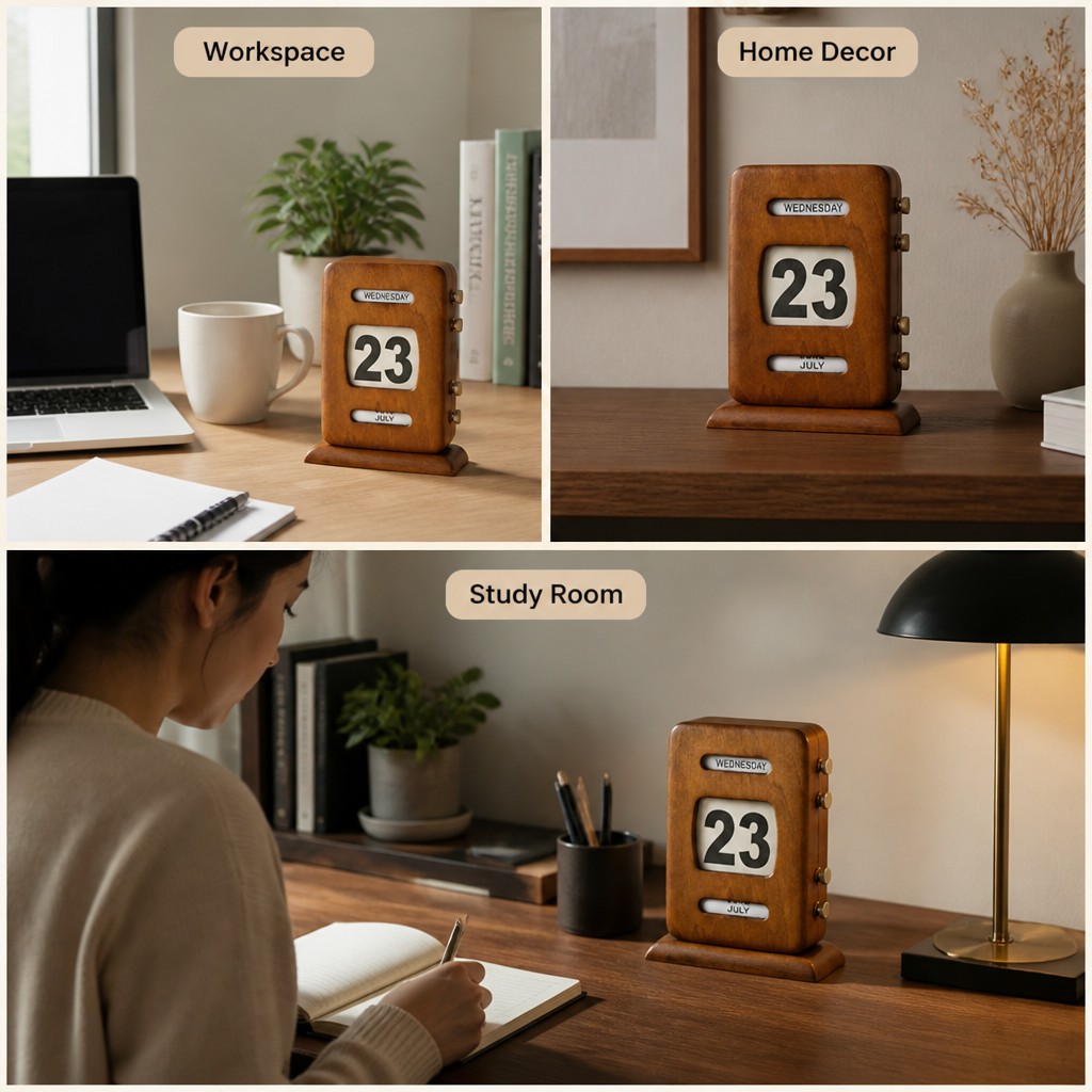 DayFlip™ Wooden Perpetual Desk Calendar — Keep Track Of Dates