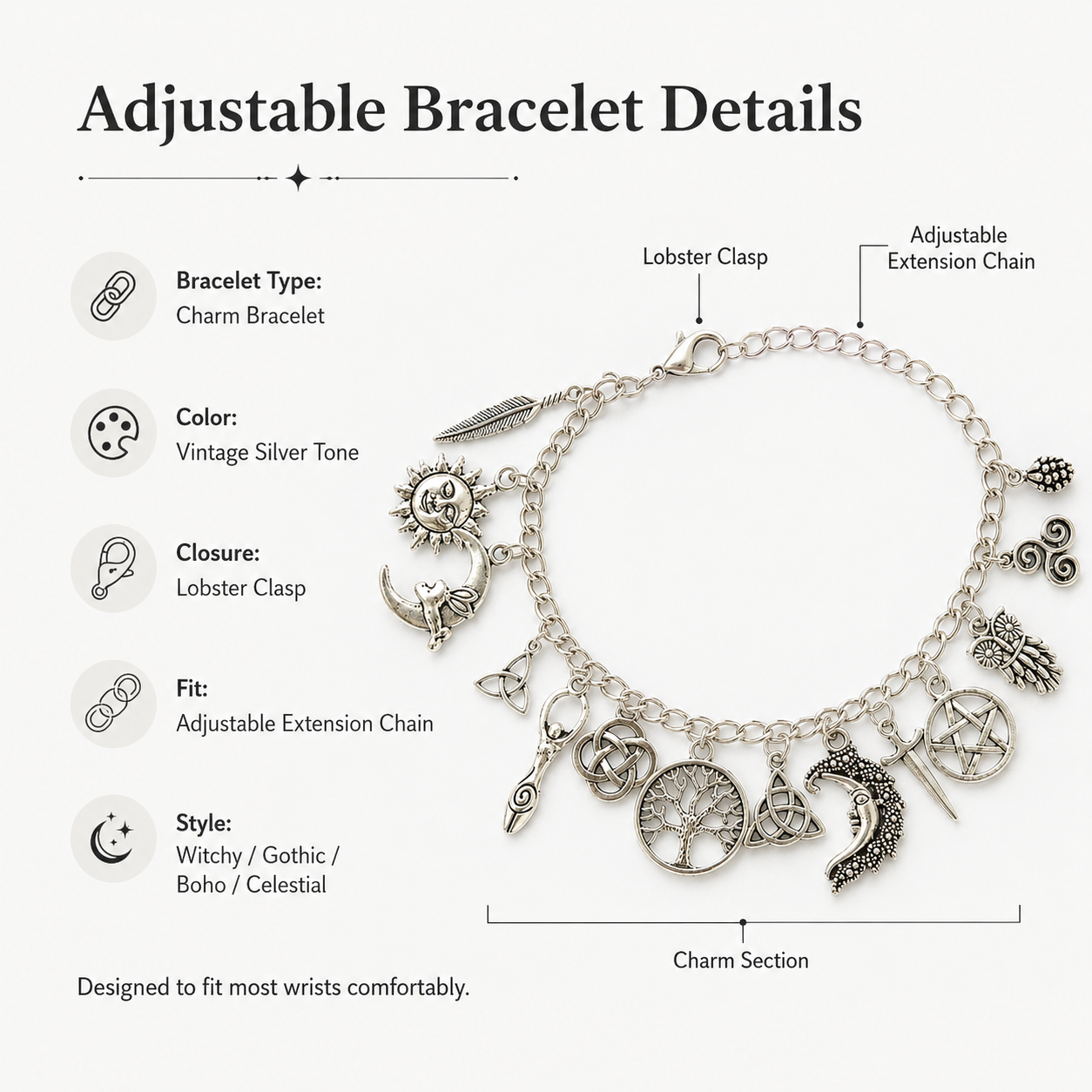 LunaVeil™ Charm Bracelet — Ignite Your Spirit with Every Meaningful Charm
