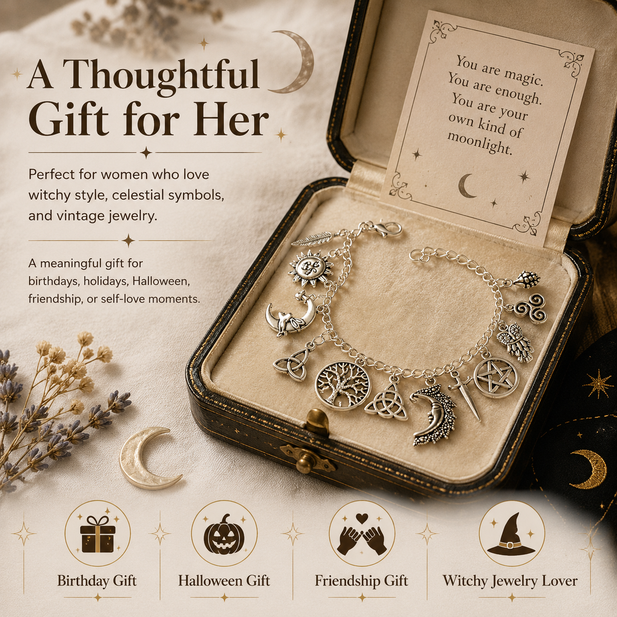 LunaVeil™ Charm Bracelet — Ignite Your Spirit with Every Meaningful Charm