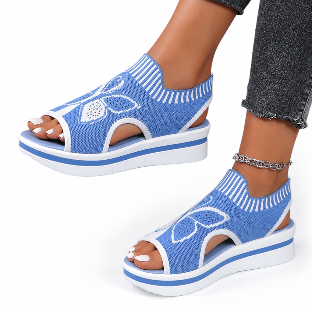 FlutterStep™ Women's Butterfly Knit Platform Sandals — Breathable All-Day Comfort