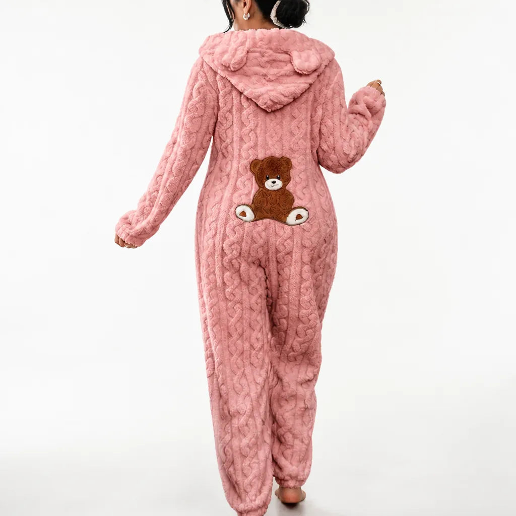 CubbyCozy™ Hooded Bear-Ear Fleece Onesie
