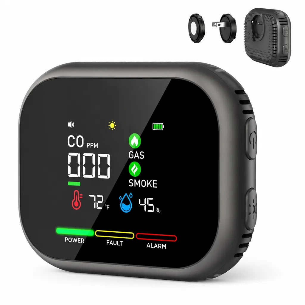 SafeNest™ 6-in-1 Home Air Safety Monitor — CO, Smoke & Gas Alerts