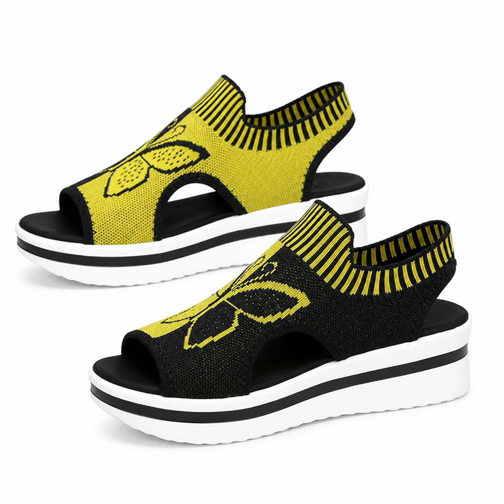FlutterStep™ Women's Butterfly Knit Platform Sandals — Breathable All-Day Comfort