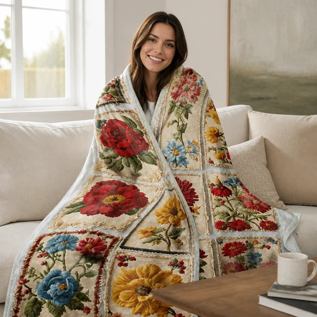 Petalwrap™ Floral Flannel Throw Blanket — Soft, Vibrant Cozy Layer