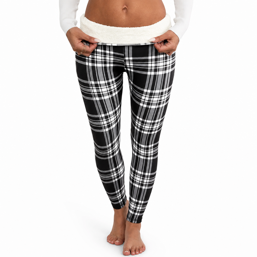 Cozelle™ Fleece-Lined Plaid Thermal Leggings — Warm Winter Shape