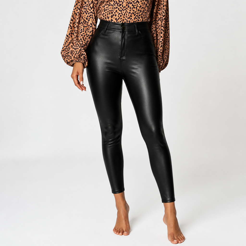 Noirelle™ High-Waisted PU Leather Skinny Pants