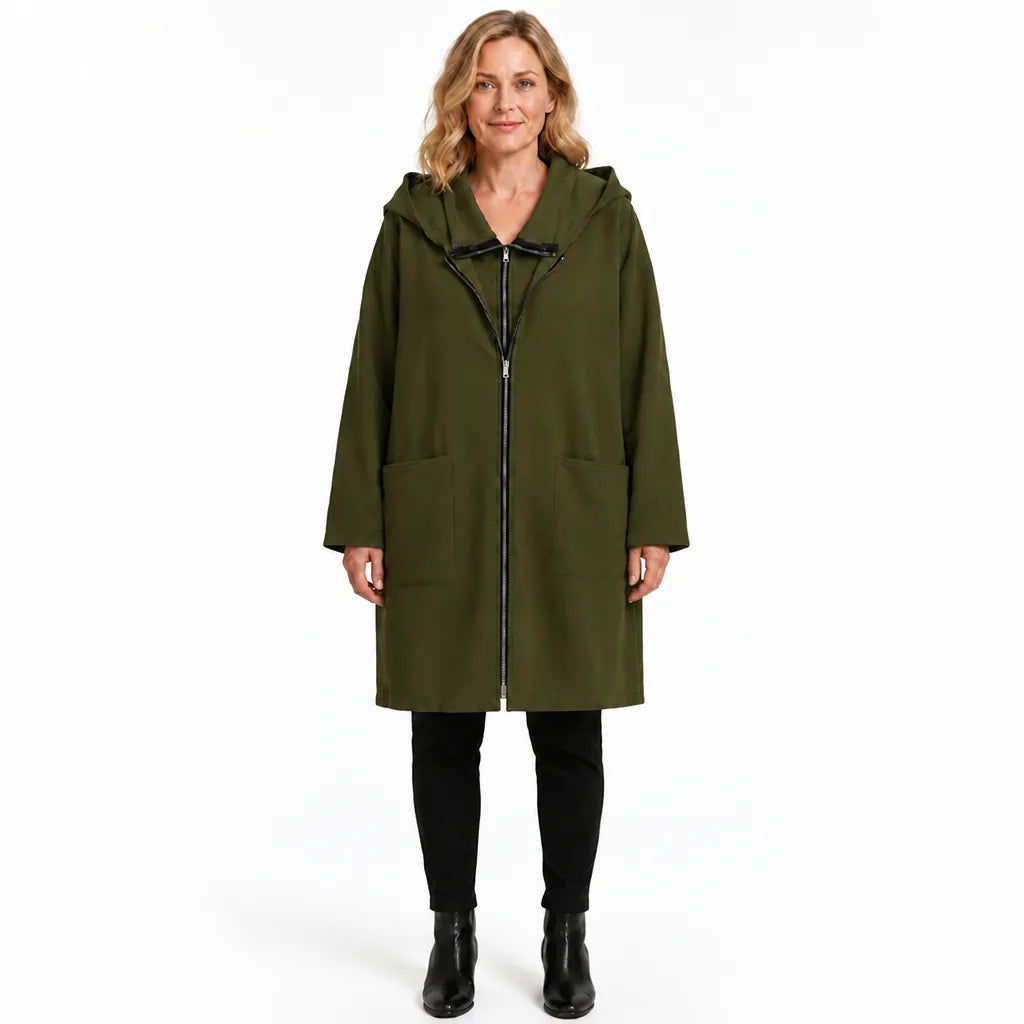 HarborHush™ Women's Mid-Length Hooded Zip Coat