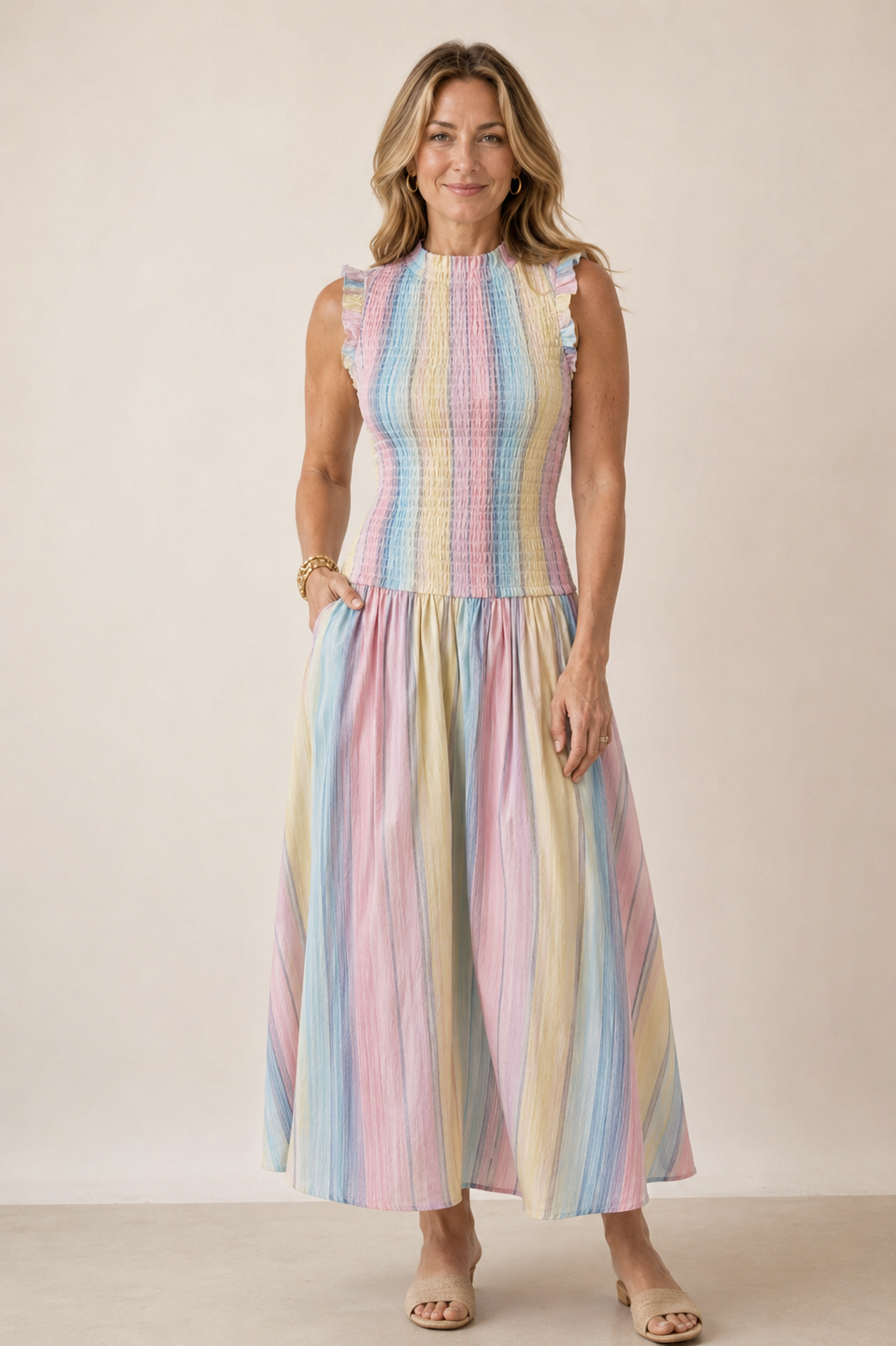 Luminelle™ Stripe Maxi Dress — Turn Heads Instantly with Flawless Comfort and Grace