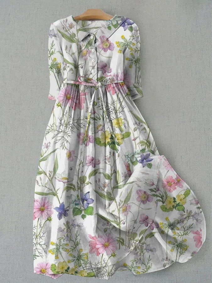 TIFFANY | Vintage Floral A-Line Womens Dress for Summer Comfort
