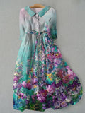 ABIGAIL | Vintage Floral Print, Adjustable Lace-Up Waist, Women's Summer Dress