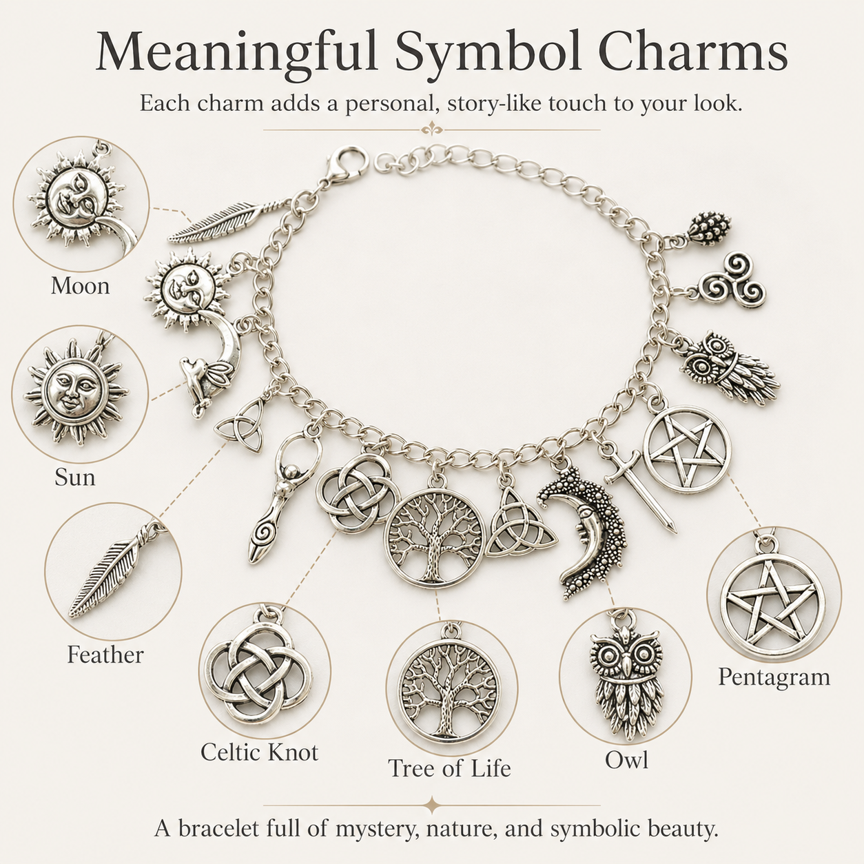 LunaVeil™ Charm Bracelet — Ignite Your Spirit with Every Meaningful Charm