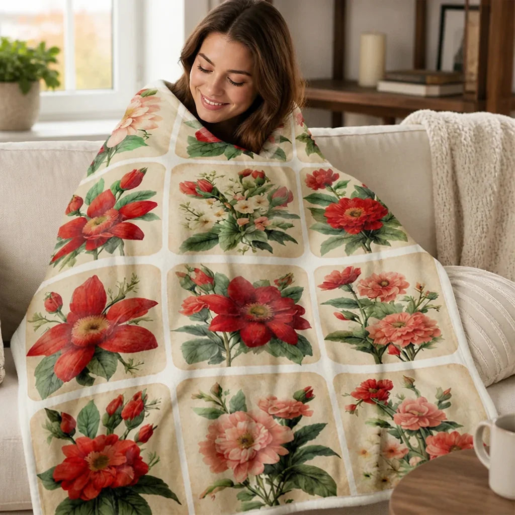 Petalwrap™ Floral Flannel Throw Blanket — Soft, Vibrant Cozy Layer