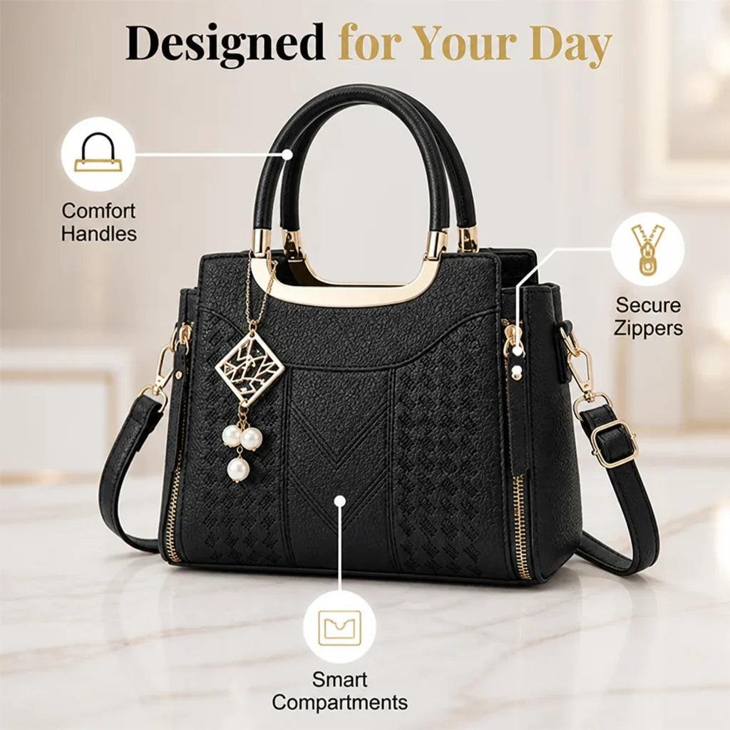 Marisol™ V-Stitch Top-Handle Satchel — Polished Everyday Organizer