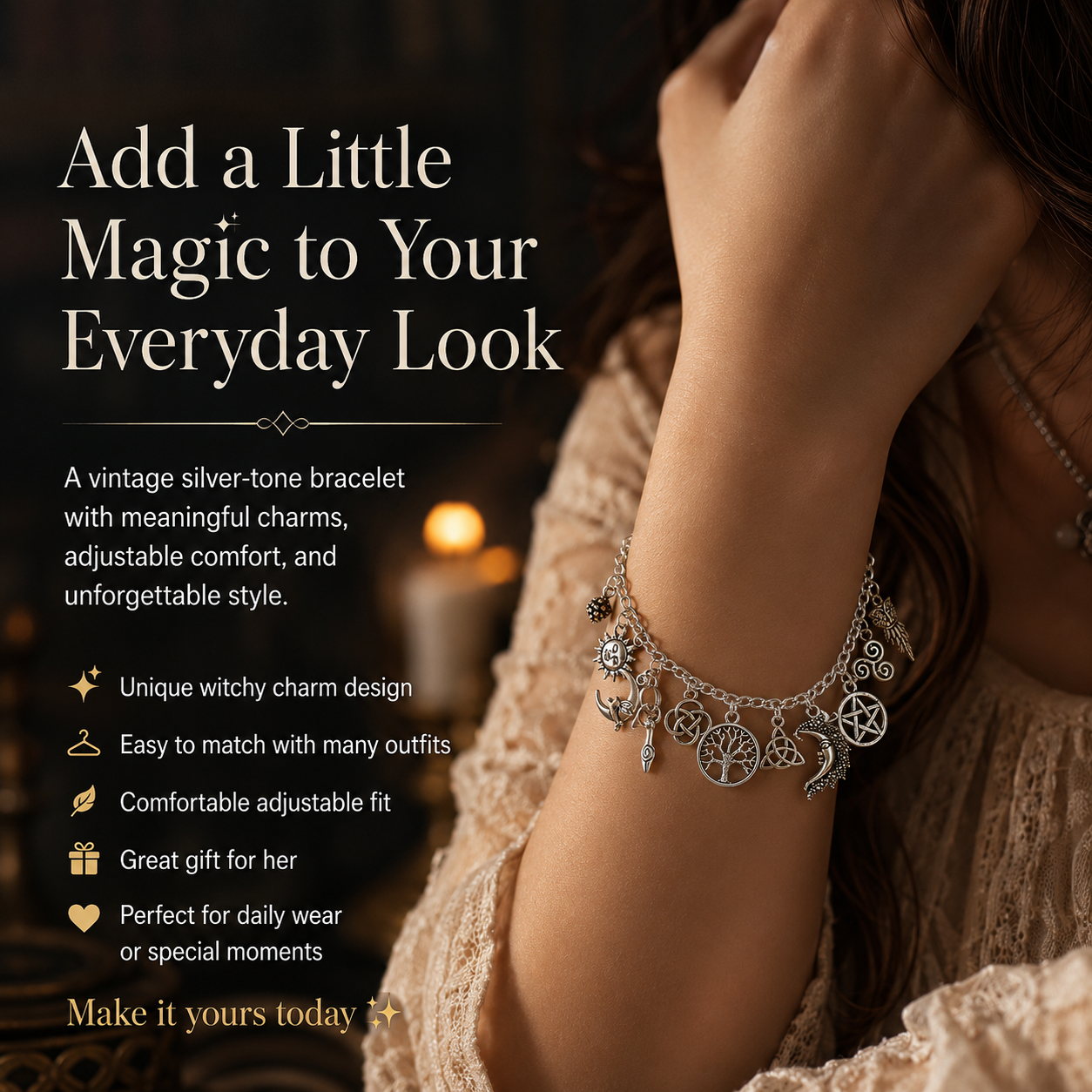 LunaVeil™ Charm Bracelet — Ignite Your Spirit with Every Meaningful Charm