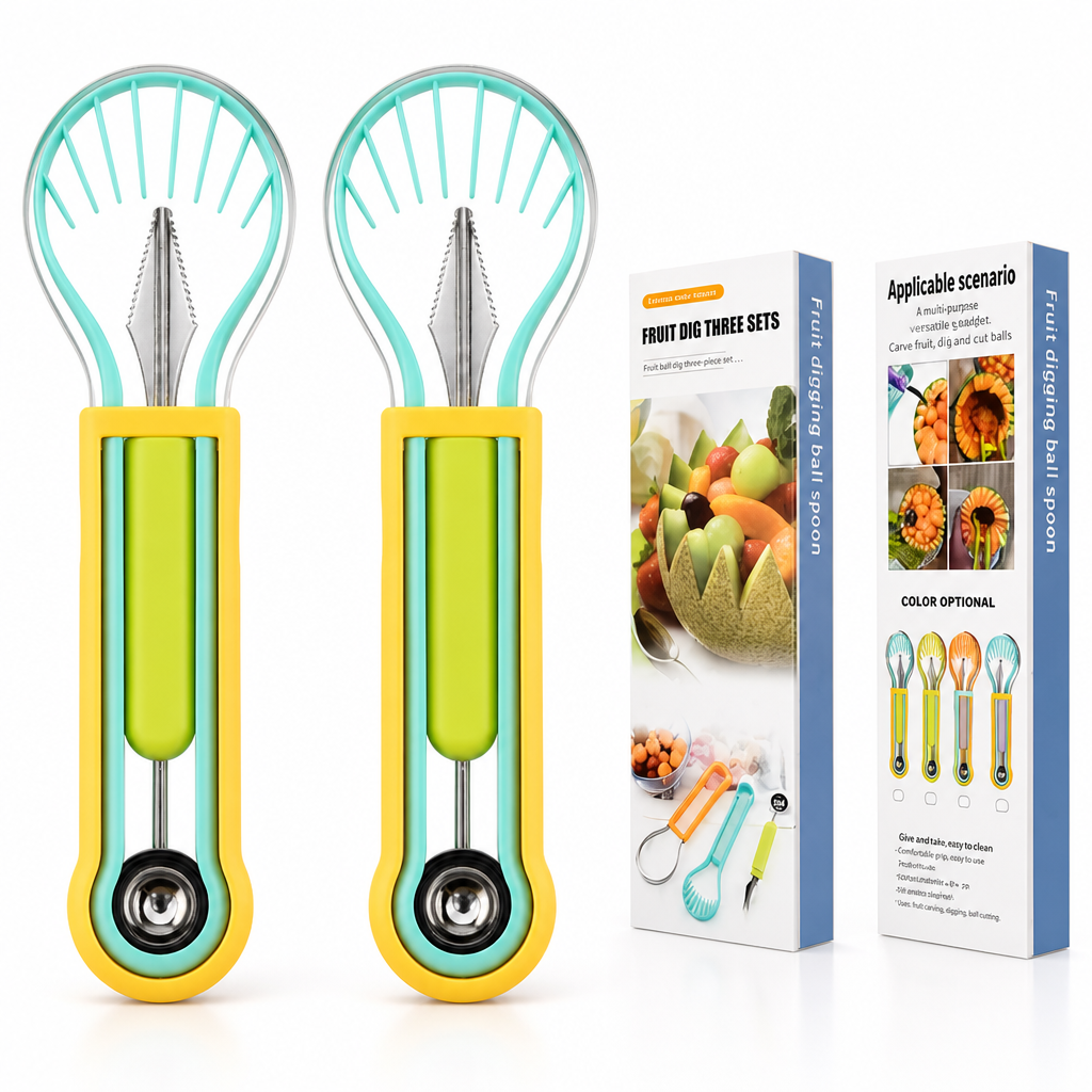 FruitCraft™ — 3-in-1 Fruit Scooping & Slicing Tool