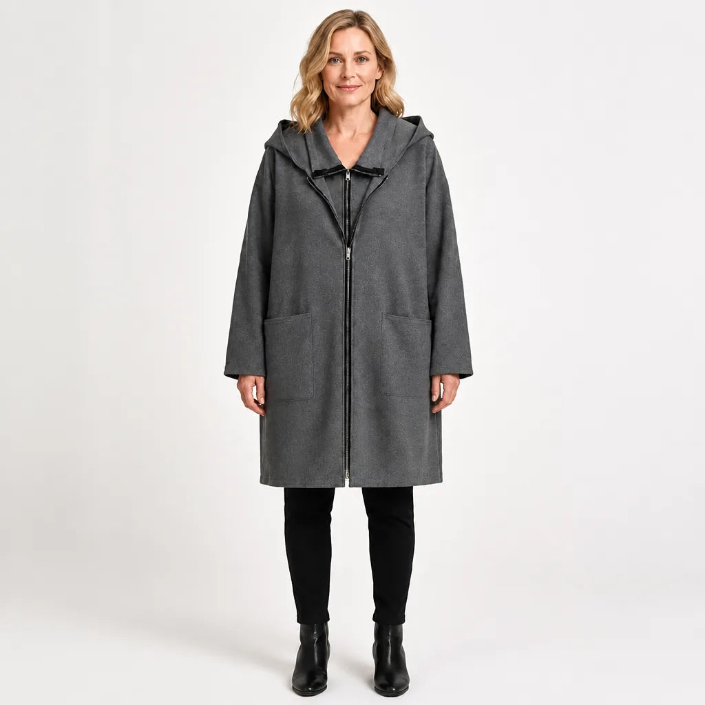 HarborHush™ Women's Mid-Length Hooded Zip Coat
