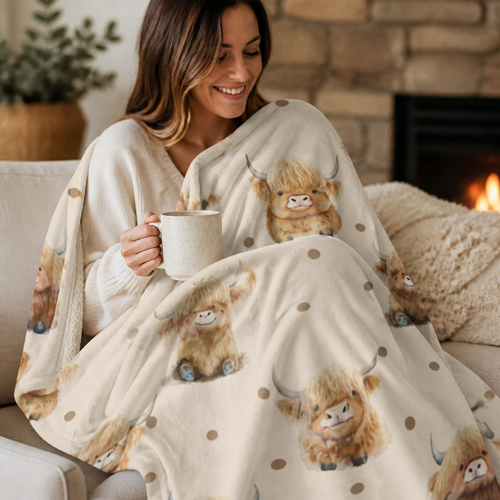 CozyHerd™ Highland Cow Fleece Blanket — Featherlight Cozy Warmth