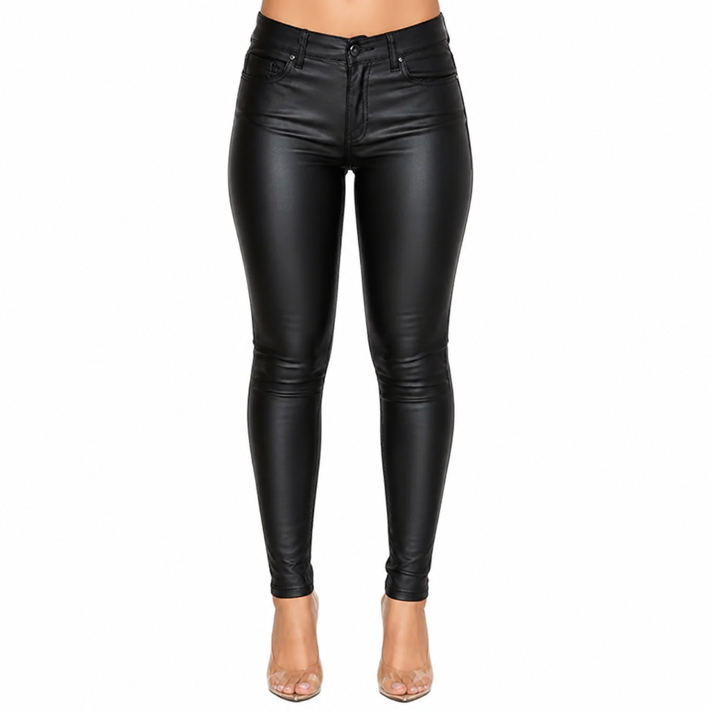 Noirelle™ High-Waisted PU Leather Skinny Pants