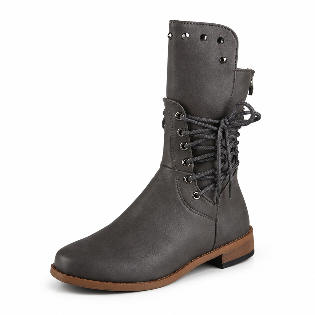 Calloway™ Women's Lace-Up Mid-Calf Boots — Studded Everyday Style