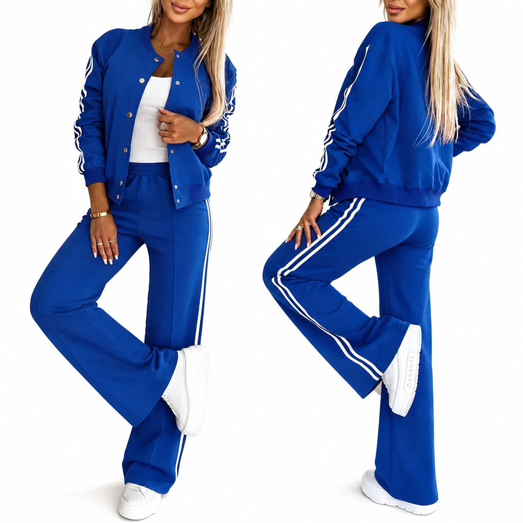 FlexLuxe™ — Women’s Striped Two-Piece Tracksuit Set