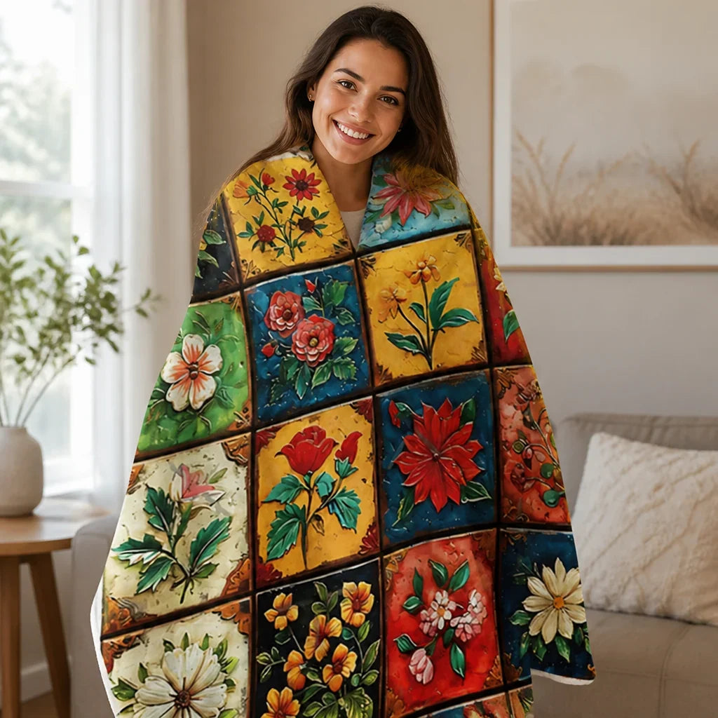 Petalwrap™ Floral Flannel Throw Blanket — Soft, Vibrant Cozy Layer