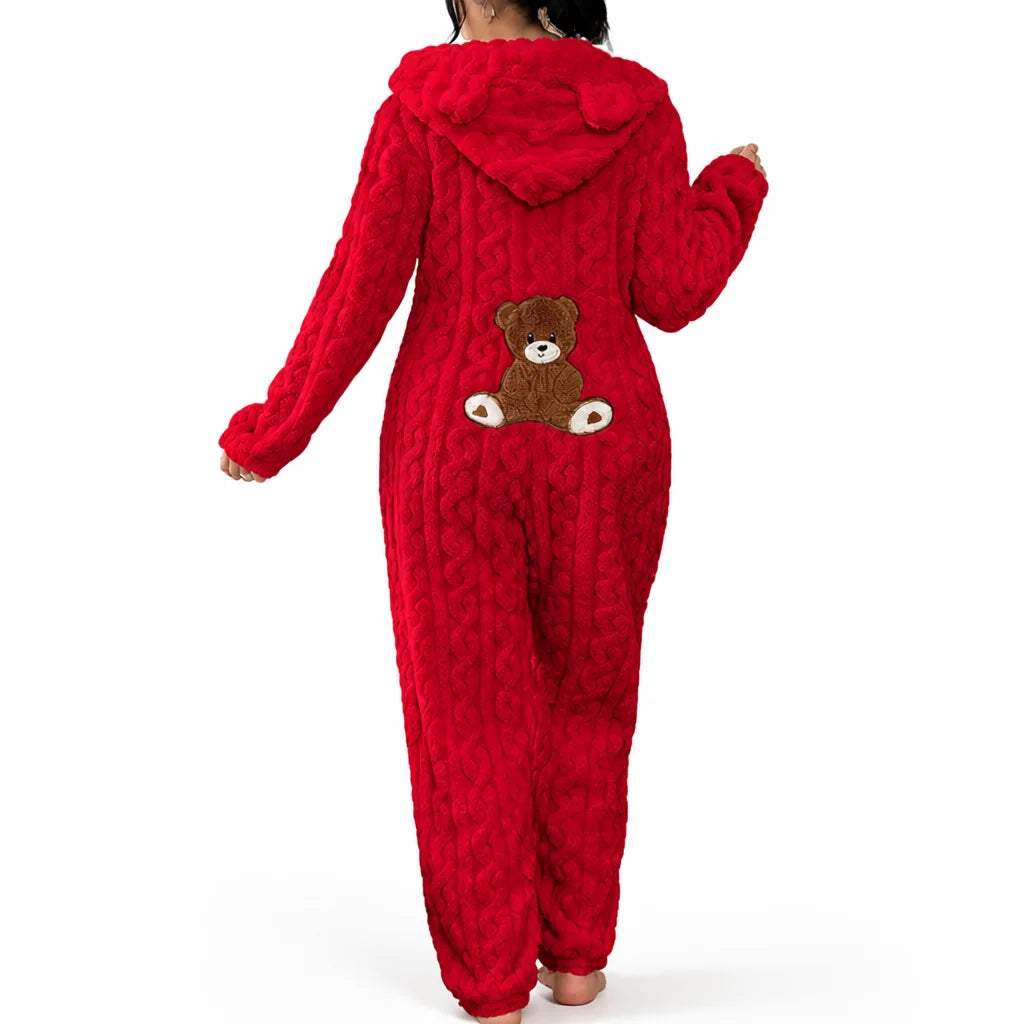 CubbyCozy™ Hooded Bear-Ear Fleece Onesie
