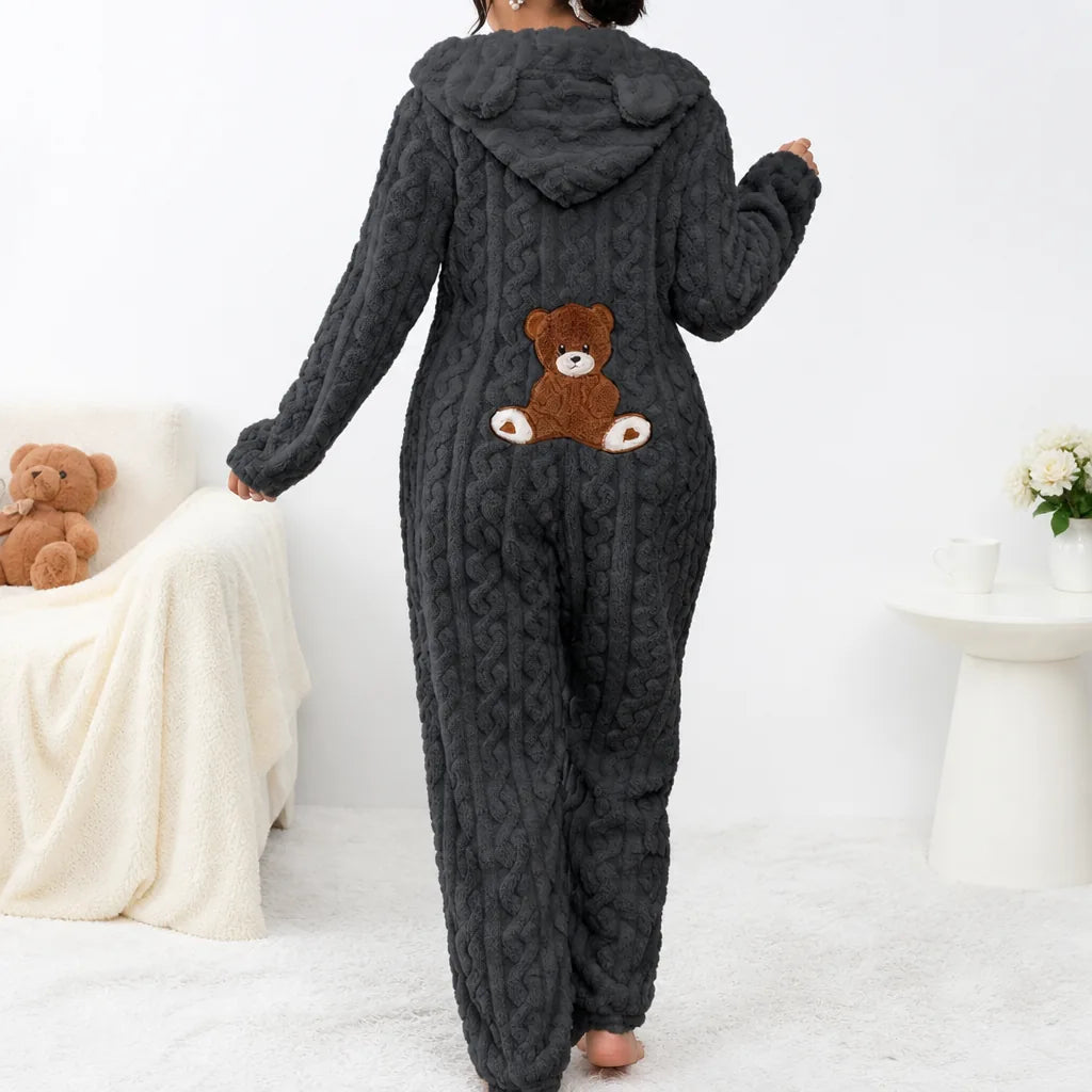 CubbyCozy™ Hooded Bear-Ear Fleece Onesie