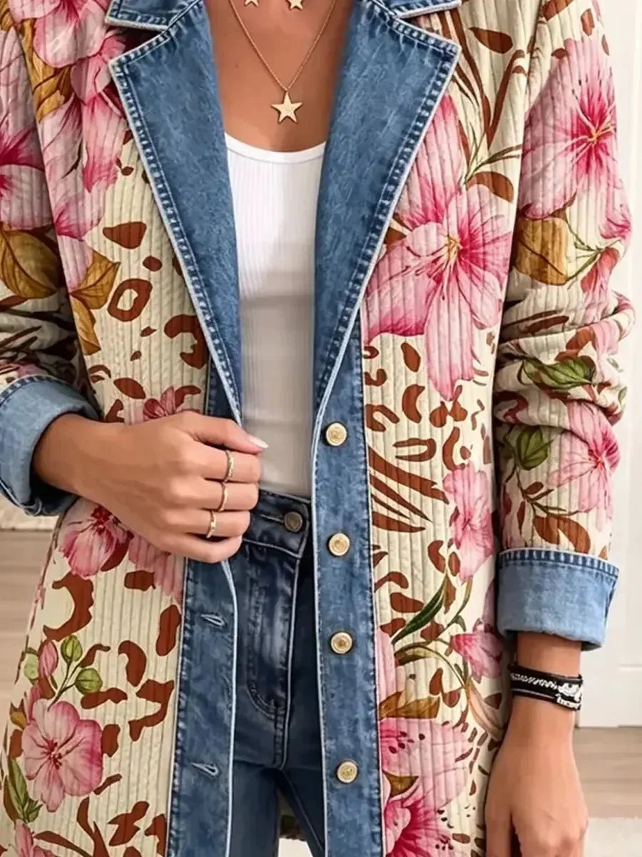 Luna | Retro Floral Leopard Pattern Art Jacket