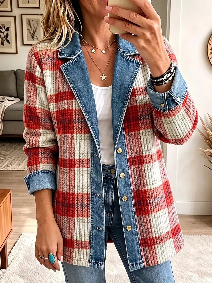 Scarlett | Vintage Elegant Denim Patchwork Jacket