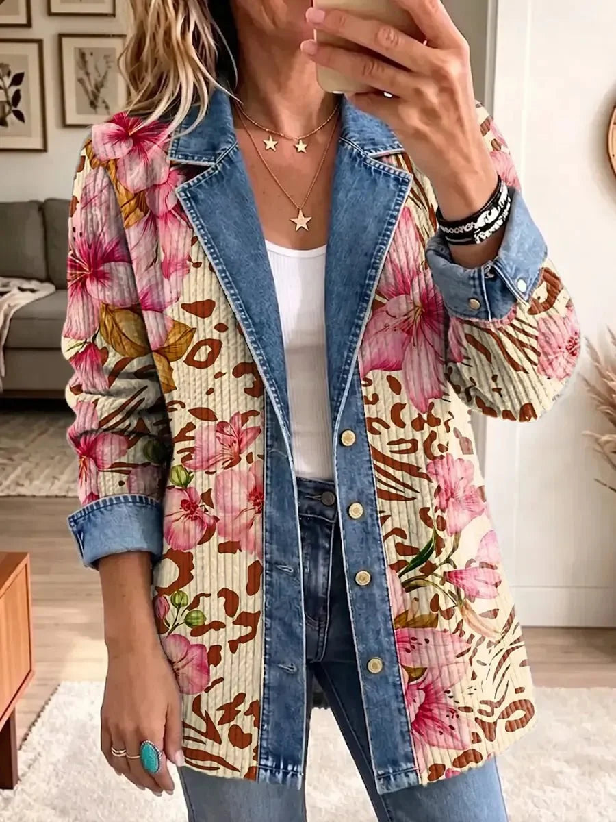 Luna | Retro Floral Leopard Pattern Art Jacket