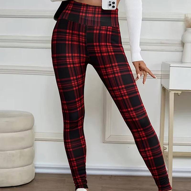 Cozelle™ Fleece-Lined Plaid Thermal Leggings — Warm Winter Shape