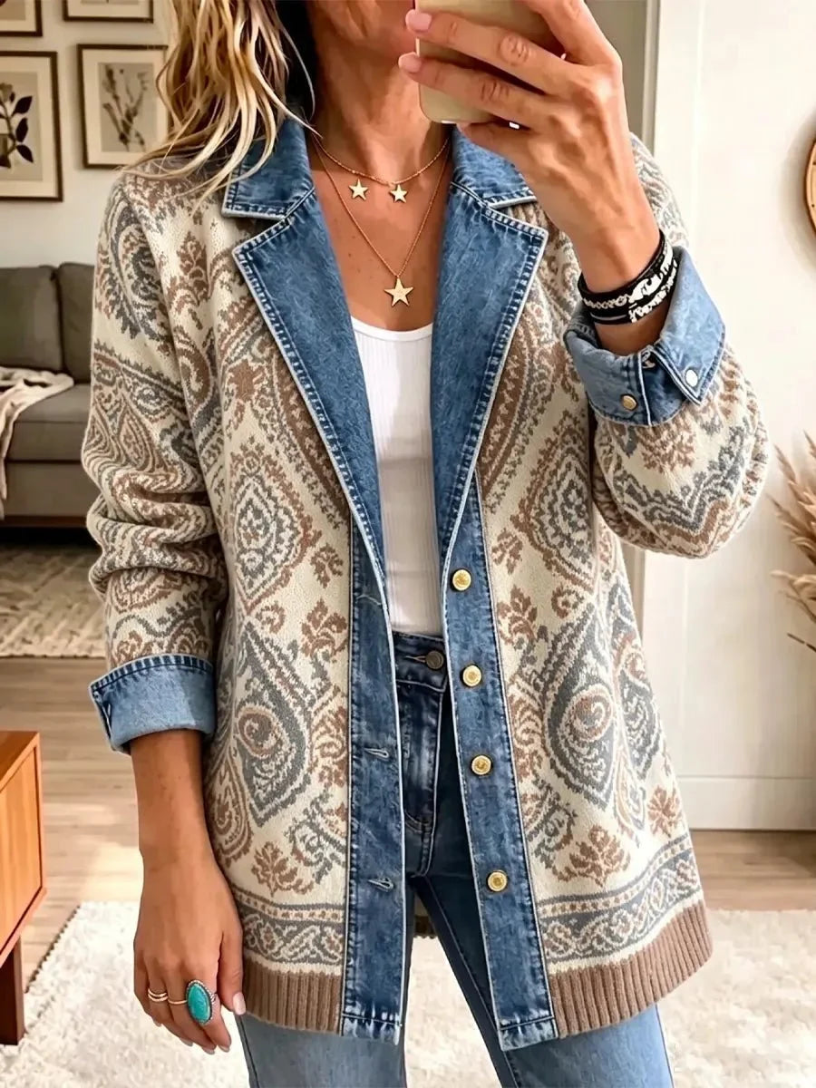Amelia | Retro Ethnic Denim Patchwork Stylish Jacket