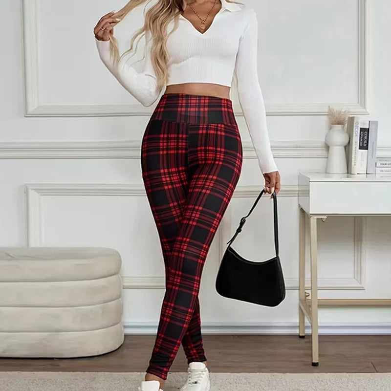 Cozelle™ Fleece-Lined Plaid Thermal Leggings — Warm Winter Shape