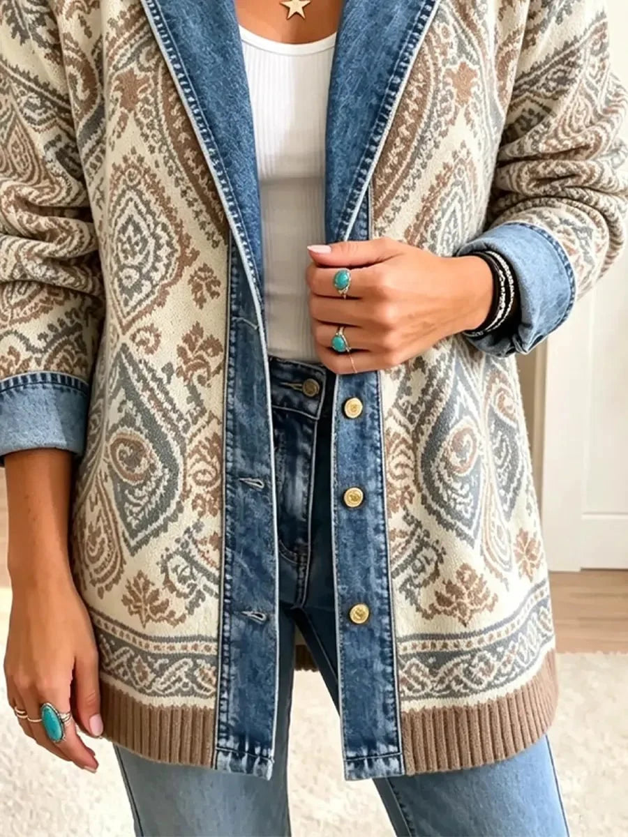 Amelia | Retro Ethnic Denim Patchwork Stylish Jacket
