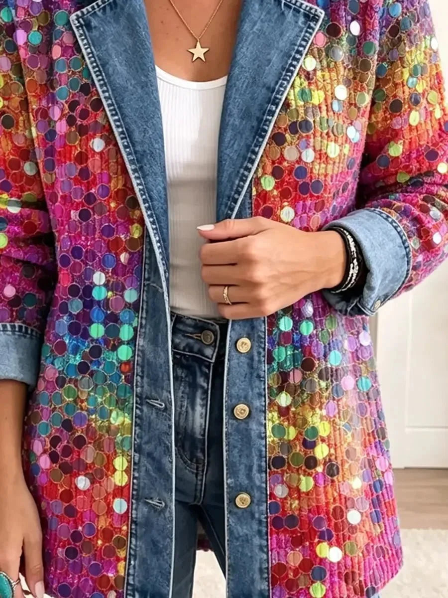 Eleanor | Retro Shiny Sequins Pattern Jacket