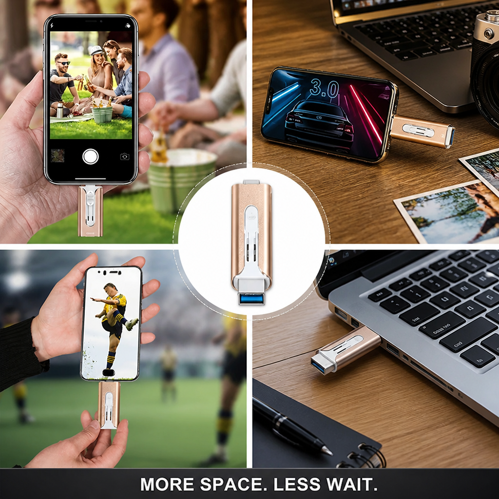 Voltiva™ 4-in-1 USB Drive — Instantly Free Up Space | 16GB–2TB (For iOs & Android)
